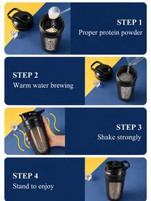 500ml Plastic Shaker Cup, Protein Powder Shaker Cup, Meal Replacement Shake Mixer Cup, Fitness Water Bottle - Multicolor - View 5
