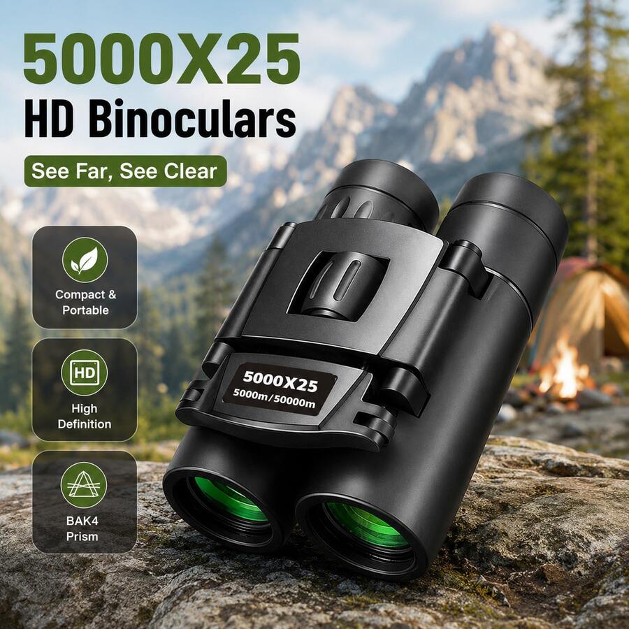 1pc Compact Binoculars For Adults, High Definition Mini Portable Outdoor Binoculars, Lightweight Foldable, Suitable For Bird Watching, Outdoor Hunting, Concerts, Theater, Opera, Travel, Tourism, Performances, A Great Small Gift! - Black - View 1