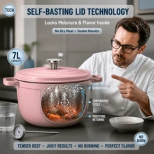 Extra-Large Capacity Enamel Saucepan, Heavy-Duty Cast Iron | Non-Stick Inner Pot For Fast And Even Heat Distribution – Suitable For Large Family Gatherings, Restaurant Kitchens, Outdoor Camping, And Compatible With Fire Pits/Gas Stoves. - View 8