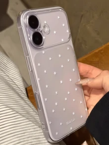 1件透明英文字母與小白色星星個性化TPU防摔全包覆手機殼，適用於Apple 17 16 15 14 13 12 11 Pro Max Air - 彩色 - 查看 4
