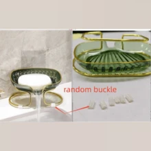 Elegant Waterless Soap Dish Tray, Gold Rim, Nordic Style, Suitable For Bathroom And Kitchen, Kitchen, Bathroom And Vanity Decor, Autumn Home Decor, Back To School - Green-Soap Box - View 13