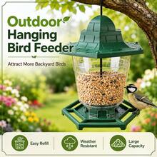 1pc Large Capacity Outdoor Hanging Bird Feeder, Weather-Resistant Green Plastic Bird Food Feeder With Transparent Storage Bin And Sturdy Perch Tray, Suitable For Backyard Garden Yard Bird Watching - A - View 7