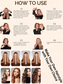 Juego de 4 piezas/Set de rizadores de cabello sin calor de seda, rizadores de cabello sin calor suaves con clips ajustables, adecuados para rizos DIY al dormir, regreso a la escuela, esencial para viajes y vacaciones, accesorios para el cabello, productos para rizar el cabello, herramientas para rizar el cabello, rodillos para el cabello, rizos sin calor - Multicolor - Ver 4