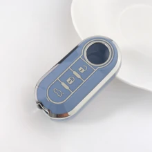 Suitable For Fiat 500/Panda/Punto/Panda 3-Button Car Key Cover, Luxury Electroplated Full Coverage Anti-Scratch Anti-Drop TPU Protective Shell, Unisex Fashion Button Style Key Fob Accessory, Car Key, Auto Accessory, Key Cover - Fiat - View 12
