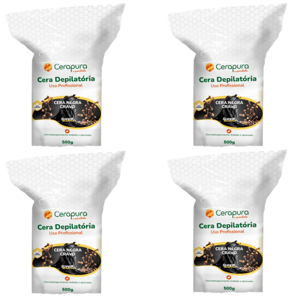Kit 4 Cera depilatoria negra cravo Elastica - Total 2 kg
