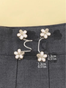 1pc Women's Metal Fashion Acanthus Leaf Decor Waist Buckle, Detachable Adjustable For Pants And Skirts, Anti-Exposure, Suitable For Summer Daily Casual Use, Gift For Friends - White - View 3
