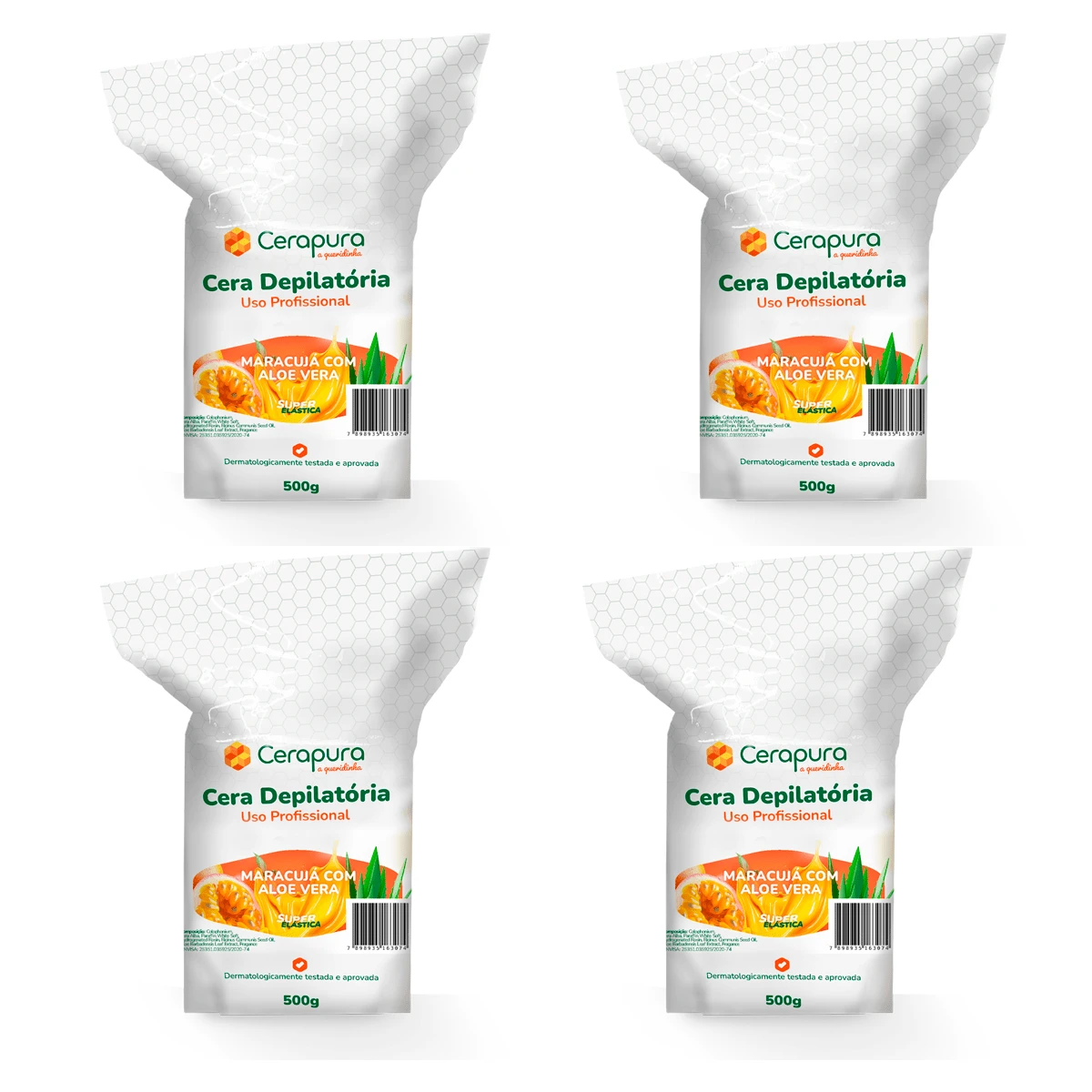 Kit 4 Cera depilatoria maracuja aloe vera elastica Total 2Kg - Aloe vera - Visão 1