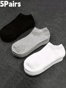 15/10/5/3/1 Pairs Men's Simple Solid Color Low-Cut Moisture-Wicking Breathable Invisible Socks Suitable For All Seasons - Multicolor - View 18