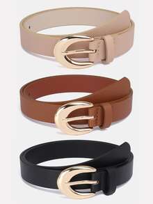 1pc/3pcs Solid Color Casual PU(Polyurethane) Women's Belt Suitable For Daily Use - A - View 12