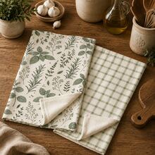 2pcs Vanilla Plant Plaid Kitchen Towels, Microfiber Soft Easy To Clean, Kitchen Hand Towel, Dish Cloth, Baking Home Use - Mint Green - View 6