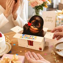 Fun Birthday 3D Pop-Up Card - Humorous 3D Animal Character Design, Comes With Colorful Paper, Suitable For Birthday, Anniversary, Mother's Day, Father's Day, Home Decor And Team Invitation, Gift Card, Colorful 3D Card - View 2
