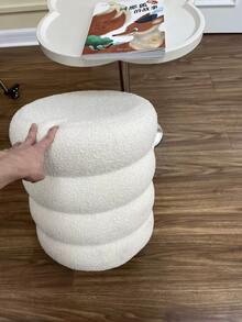 1pc Modern Round Donut Stool, Wool Fleece Covered Makeup Stool, Soft Filled Footstool Suitable For Living Room And Bedroom, Suitable For Birthday Gift, Party, Back To School, Home Decor - Multicolor - View 10