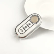 Suitable For Fiat 500/Panda/Punto/Panda 3-Button Car Key Cover, Luxury Electroplated Full Coverage Anti-Scratch Anti-Drop TPU Protective Shell, Unisex Fashion Button Style Key Fob Accessory, Car Key, Auto Accessory, Key Cover - Fiat - View 10