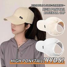 1pc Letter Casual Street Polyester (Polyester) Embroidered Metal Decor Sports Outdoor Ponytail Open Top Cap Summer - Black - View 4