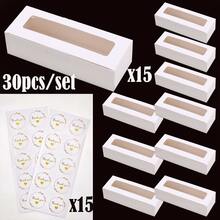 10/12/16/20/30pcs/Set Macaron Packaging Boxes With Window, Printed With "Thank You" Logo, Easy Seal Packaging Boxes, 7.3x2x2 Macaron Packaging Containers, Can Hold Multiple Small Gifts As Presents - White - View 13