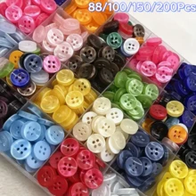 88/100/150/200顆彩色樹脂四孔圓形鈕扣，適用於襯衫、毛衣、開襟衫，手工DIY手機殼貼紙、手工藝材料、衣物縫製配件，隨機配色 - 多色 - 查看 2