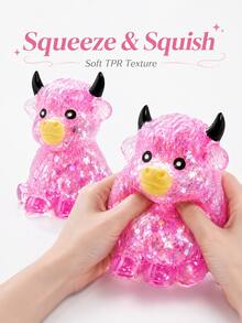 1pc Colorful Glitter Highland Cow Squishy Toy, Cute Malt Cow Squeeze Stress Relief Toy, Soft Slow Rebound Desktop Toy, Suitable For Children, Teenagers, Adults, Party Favors, Gift Bag Fillers, Classroom Prizes, Birthday Gifts - Multicolor - View 6