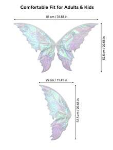 Girls Glitter Butterfly Fairy Wings Set, Fairy Princess Costume Wings, Suitable For Halloween Party Role Play - A - View 5