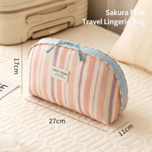 1 Buah Tas Penyimpanan Pakaian Dalam Perjalanan Kapasitas Besar, Kantong Organizer Bra Bergaris Warna Kontras, Kotak Pakaian Dalam Portabel untuk Perjalanan, Tersedia 4 Warna - View 6