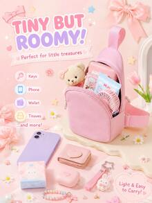 XD Fashionable Children's Solid Color Mini Chest Bag, Nylon Zipper Design, Unique Shape, Can Be Used As Multi-Functional Shoulder Bag/Crossbody Bag, Suitable For Outdoor Activities, Entertainment, Commuting And Other Occasions, Perfect Gift For Kids - Multicolor - View 3