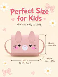 XD 1pc PU Magnetic Buckle Fashion Cartoon Rabbit 3D Ear Shoulder Crossbody Bag, Cute Mini Children's Coin Purse, Suitable For Various Occasions, Comfortable Shoulder Strap, Multi-Functional And Versatile, Perfect For Outdoor Activities, Play, Commuting, Ideal Gift For Kids - Multicolor - View 4