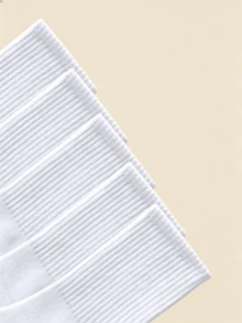 1/5/10/15/20 Pairs Women's All-Season Mid-Calf Socks, Solid Color, Suitable For Daily Wear, Soft And Comfortable, Casual Fleece Style, Back To School Season - White - View 4
