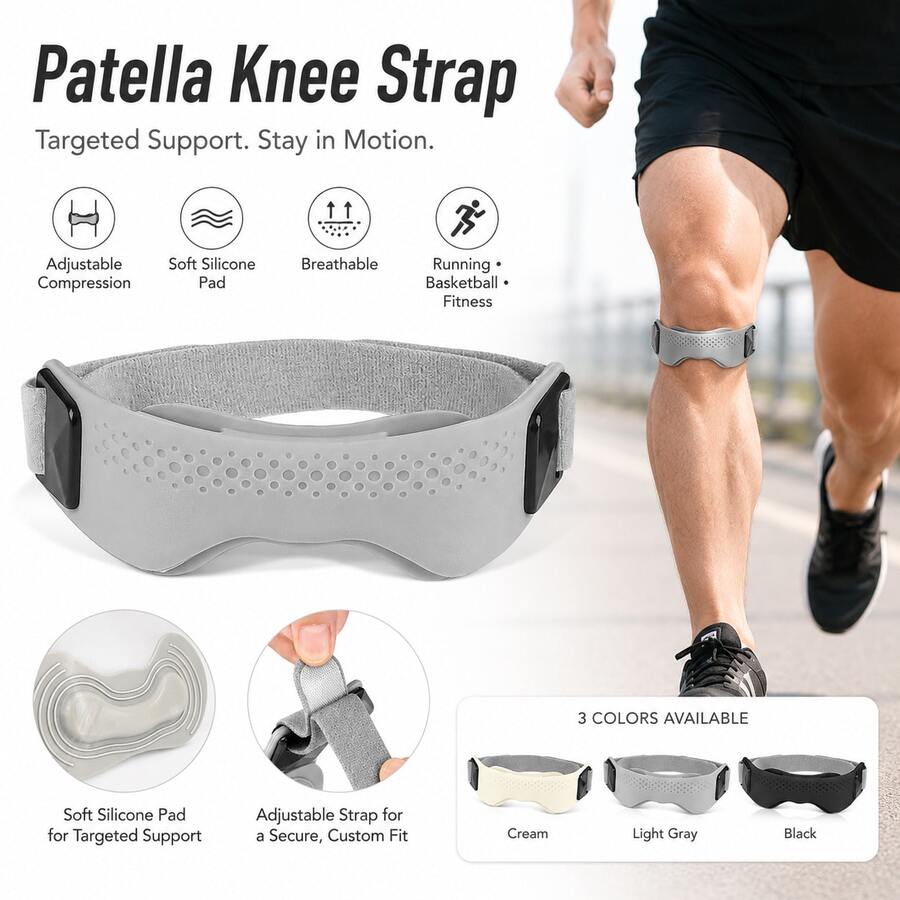 1/2pcs Unisex Adjustable Patella Knee Strap, Breathable Lightweight Knee Support Band For Running, Hiking, Basketball, Gym Workout & Daily Sports - Multicolor - View 1