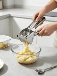 1pc Labor-Saving Clip-On Potato Masher With Fine Perforated Filter Screen, Manual Grinder And Crusher For Fruits And Vegetables To Make Baby Complementary Food. - Multicolor - View 8