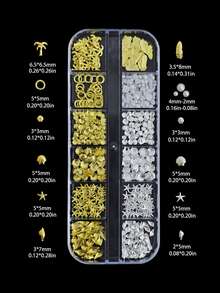 12 Grids 3D Ocean-Inspired Nail Art Charms Set (Alloy Shell, Abalone, Seahorse, Starfish, Conch, Faux Pearl & Caviar Beads), Multi-Style Rhinestone Nail Decorations For DIY Manicure - Multicolor - View 5