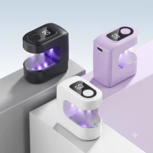 1件極簡迷你LED美甲燈，可攜式單指美甲烘乾機，附LCD數位顯示與定時功能，USB充電式DIY美甲工具，適用凝膠美甲，居家與旅行操作完美伴侶（黑色/白色/紫色） - 多色 - 查看 9