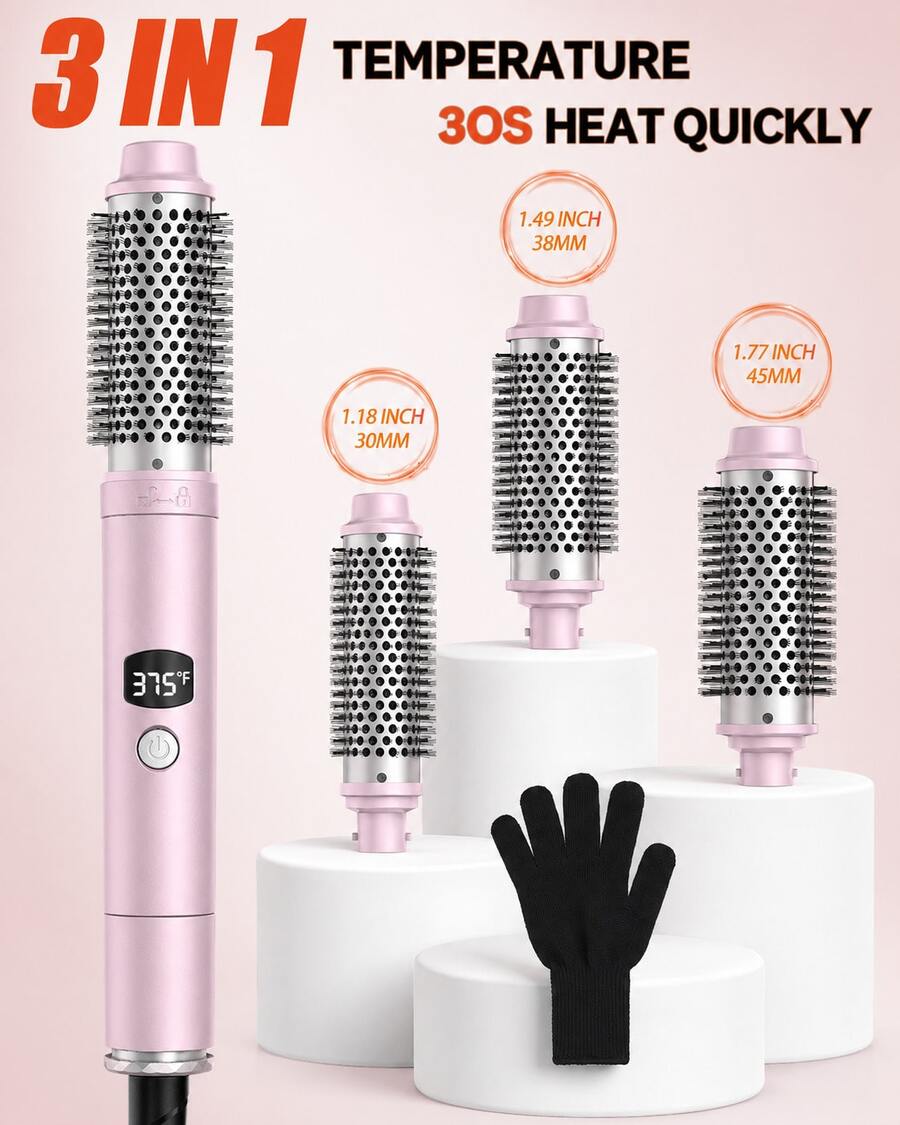 UKLISS HAIR It 捲髮熱梳 32mm 捲髮梳，豐盈髮根捲髮與鬆散捲髮，離子直髮梳，全新升級複合刷毛，負離子功能，9 段溫度調節，護髮不傷髮，適用於美髮沙龍、居家與旅行，快速加熱熱梳，畢業、生日、節日、夏季、秋季、Y2K、時尚、女性、彩妝、化妝品、派對、海灘、旅行