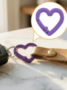 8/16pcs Random Color Heart-Shaped Spring Keychain Clips - Bag, Wallet, Handbag Key Ring Hooks - DIY Handmade Clips, Valentine's Day Accessories - Multicolor - View 7