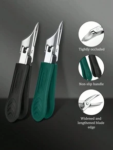 1pc Professional Stainless Steel Curved Cuticle Nipper With Comfortable Non-Slip Handle, Portable Nail And Foot Care Tool For Nail Salon And Home Manicure - Multicolor - View 3