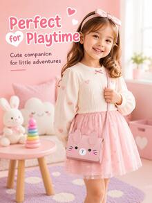 XD 1pc PU Magnetic Buckle Fashion Cartoon Rabbit 3D Ear Shoulder Crossbody Bag, Cute Mini Children's Coin Purse, Suitable For Various Occasions, Comfortable Shoulder Strap, Multi-Functional And Versatile, Perfect For Outdoor Activities, Play, Commuting, Ideal Gift For Kids - Multicolor - View 6