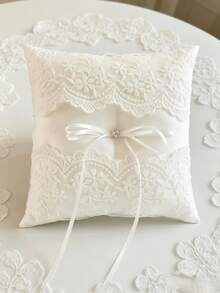 Wedding Ring Pillow Lace Pearl Ivory Bearer Cushion For Your Perfect Wedding Party - Lace Ring Pillow - View 1