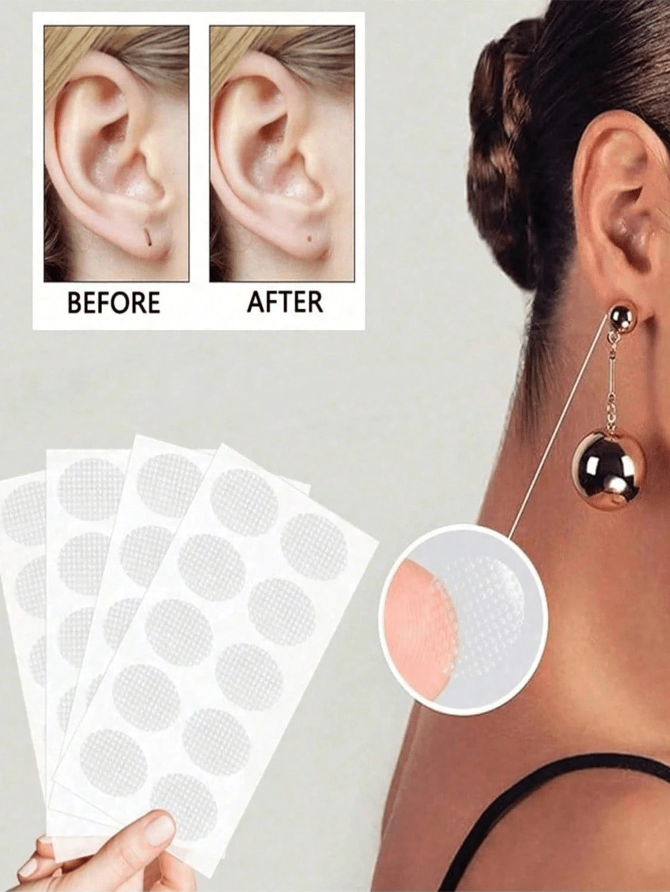500/300/200/100pcs Earlobe Support Stickers, Ideal For Wearing Heavy Earrings. They Help Secure The Earlobes And Prevent Tearing Or Stretching. Easy To Use, Virtually Invisible, And Suitable For Use At Home, On The Dresser, During Travel - Multicolor - View 1