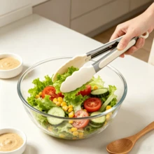 Healthy Stainless Steel & Silicone BBQ Tongs, Heat-Resistant Anti-Scald Wear-Resistant Kitchen Tongs, Smooth Non-Scratch Grip, Suitable For Steak, BBQ, Baking, Salad, Indoor Kitchen And Outdoor BBQ Party, Multi-Functional Reusable Cooking Tool - Multicolor - View 3