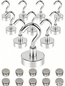 1/5/10/20pcs Heavy Duty Strong Magnetic Hooks, No Drilling Required, Can Hang Magnets And Adhesives, No Nails Needed For Hanging, Suitable For Refrigerator, Kitchen, Grill, Garage And Storage Space. Damage Free Wall Magnetic Hooks, Heavy Duty Magnetic Hooks, Refrigerator Fishing Magnet Nails, Ultra-Strong Magnetic Hooks. - Silver - View 2