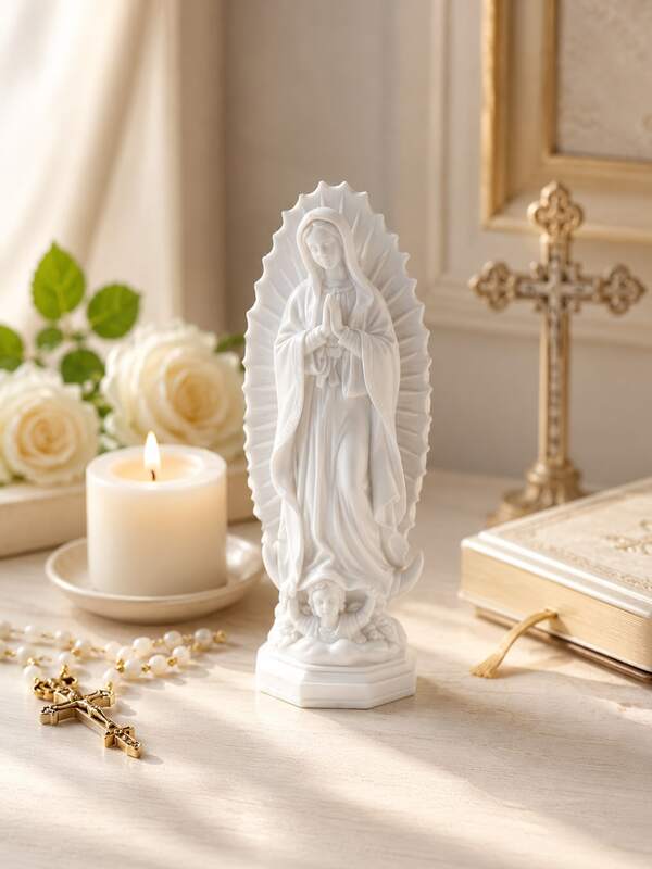 Our Lady Of Guadalupe Statue Virgin Mary Figurine Catholic Home Altar Decor Christian Spiritual Gift Religious Prayer Decor Blessed Mother Sculpture For Easter Christmas Housewarming Gift