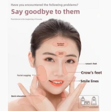 Set Alat Pijat Wajah Resin Merah Muda dengan Roller Gua Sha - MultiWarna - View 5