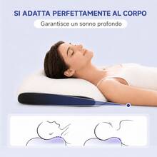 Cuscino Cervicale 1/2 Pezzi 63*39 cm, Cuscino Letto Ergonomico per Supporto del Collo, Aiuta ad Alleviare il Dolore Cervicale, Morbido e Traspirante, Ideale per Dormire di Lato e Supini, Sonno Profondo e Confortevole - Bianco - Visualizzare 5