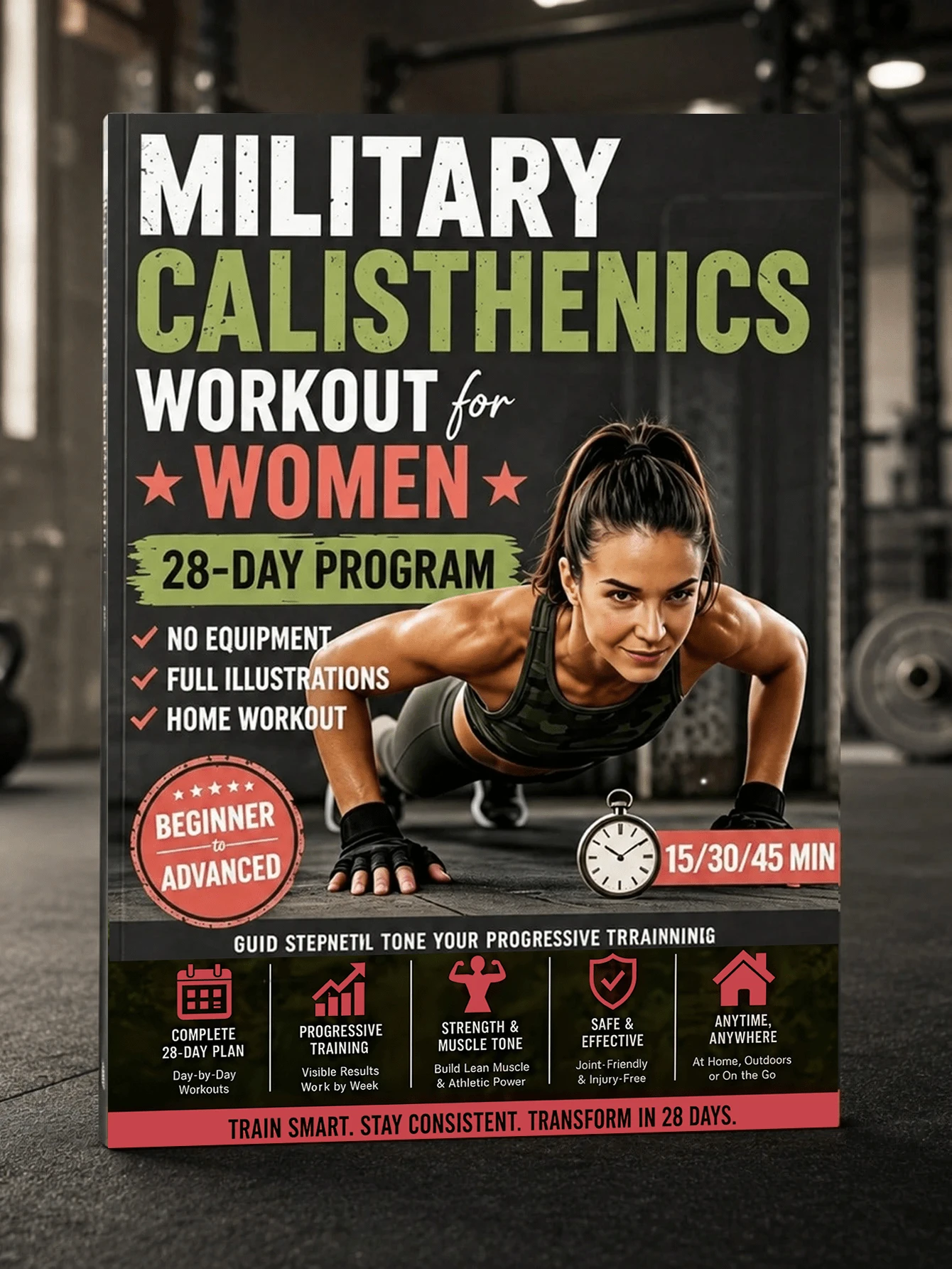 Women's Military-Style Bodyweight Training: 28-Day No-Equipment Home Fitness Guide, With Full Illustrations, Progressive Training Plan From Beginner To Advanced - Rectangle - View 1
