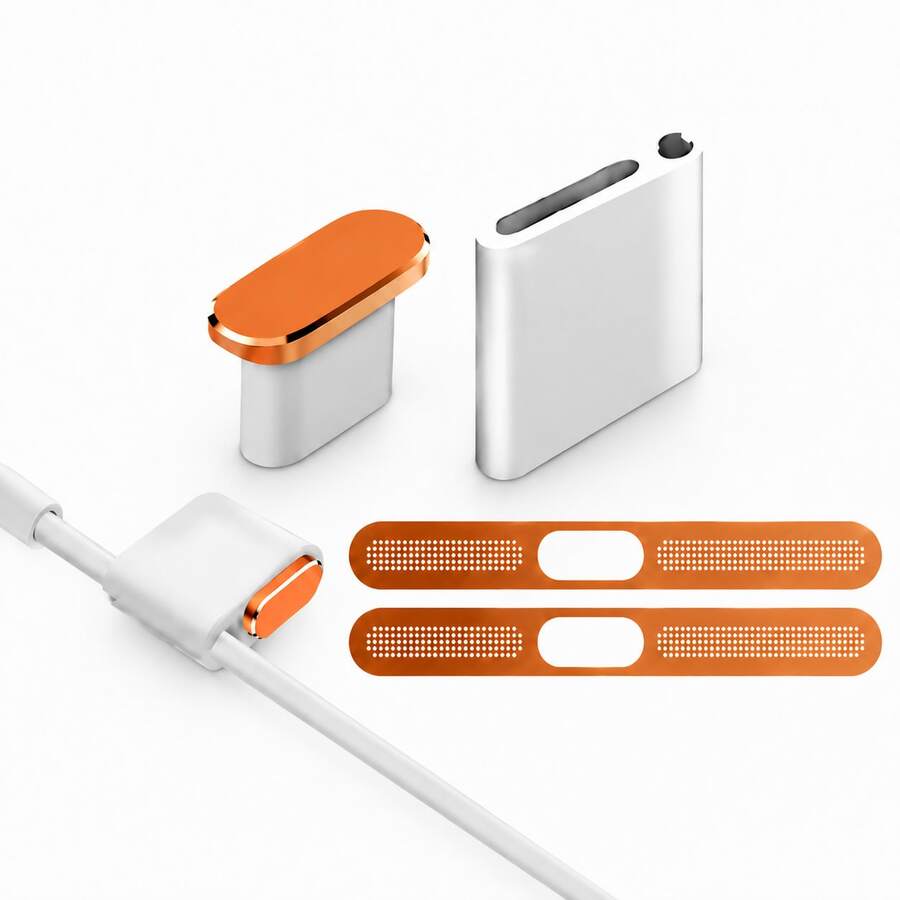 2合1防塵配件組，耐用金屬 USB-C 防塵塞與透氣揚聲器網貼，阻擋灰塵與棉絮，適用於 iPhone 15 16 17 Pro Max Type-C 接口手機 - 彩色 - 查看 1