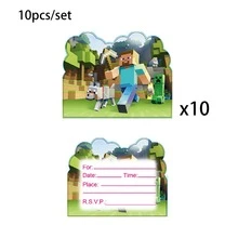 Minecraft Party Invitation Card Pixel War Birthday Party Decoration Invitation - Multicolor - View 8