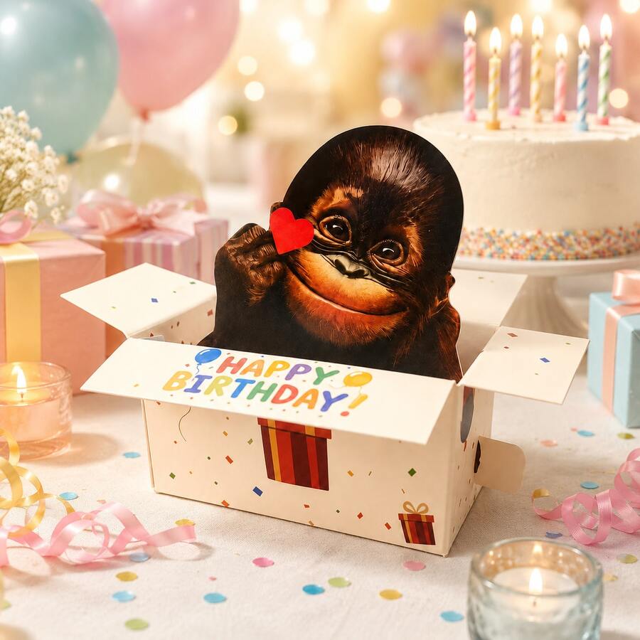 Fun Birthday 3D Pop-Up Card - Humorous 3D Animal Character Design, Comes With Colorful Paper, Suitable For Birthday, Anniversary, Mother's Day, Father's Day, Home Decor And Team Invitation, Gift Card, Colorful 3D Card - View 1