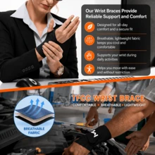 2pcs Soft Adjustable Wrist Braces For 6-8.3 Inch Wrist Circumference, High Elasticity Skin-Friendly Fabric Compression Wrist Support Band, Black Minimalist Full Coverage Design With Secure Thumb Loop And Reusable Hook And Loop Fastener, Even Pressure Fit To Wrist Contour - Multicolor - View 4