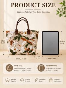 Women's Floral Sequin Embroidered Tote Bag Large Capacity Handbag - Multicolor - View 3