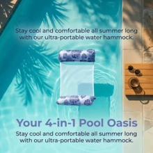 Hamac gonflable multifonction 4-en-1, convient aux adultes pour la piscine, la plage et les activités nautiques, lit flottant de piscine multifonction en PVC, fonction chaise longue et radeau, idéal pour les voyages et la piscine à domicile - Monstera - Voir 7