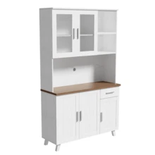 White Wooden Effect Sideboard 114 X 40 X 190 Cm - White and Brown - View 10