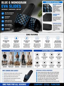 Men's Casual Slippers, Comfortable One-Strap Slides, Round Toe, Fashionable Outdoor Beach Sandals For Men - Blue - View 6